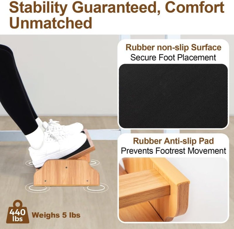 StrongTek Ergonomic Rocking Foot Rest for Under Desk, Adjustable Foot Stool with Non-Slip Surface, Three Positions for Comfort & Stability, Enhances Posture & Circulation, Ideal for Office & Home Use - Image 5
